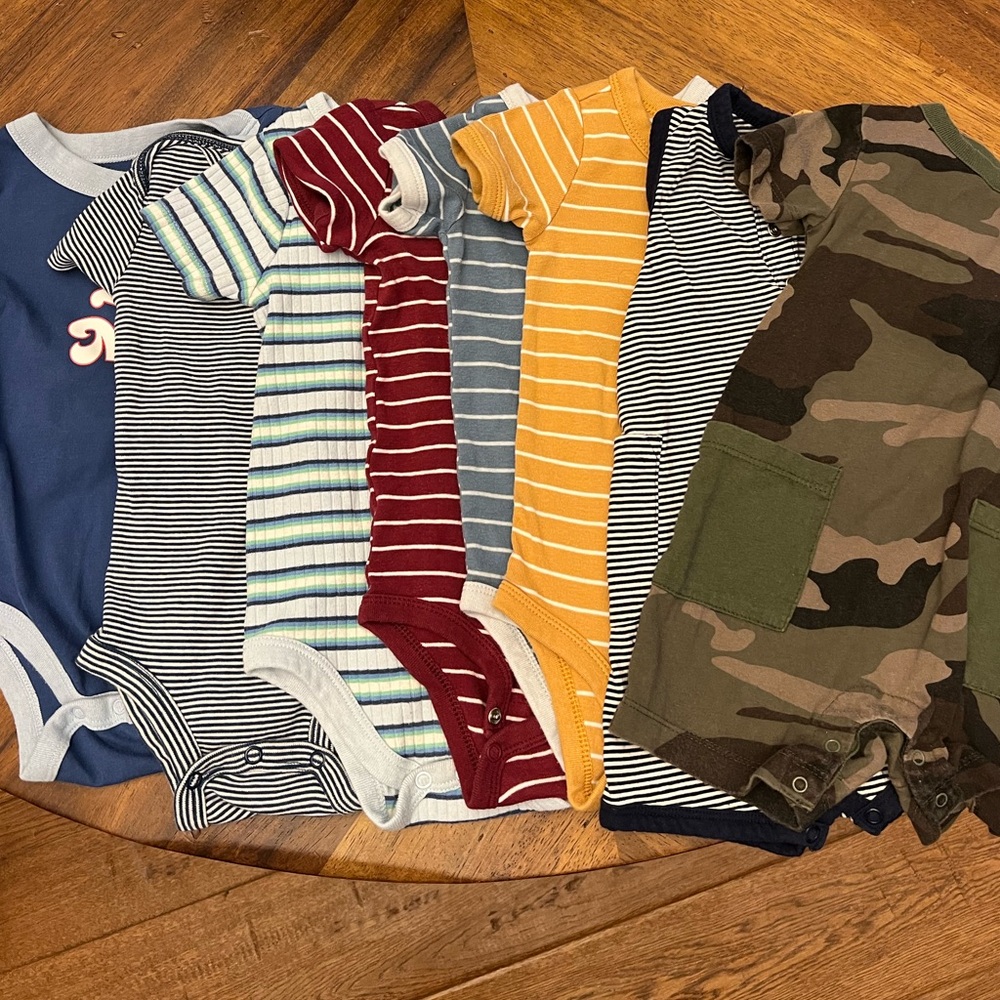 Assorted Kids Striped and Camouflage Onesies 12 Month